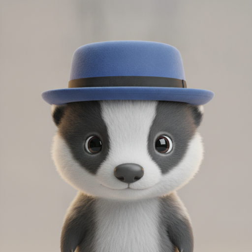 Badger's app icon: a young badger in a blue hat